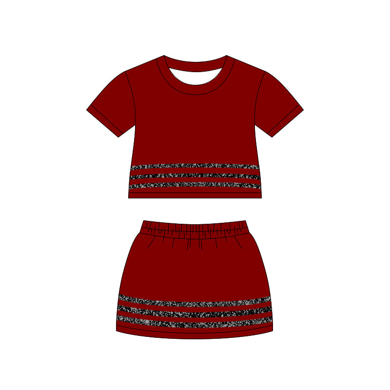 Red short sleeve top matching skort outfit preorder