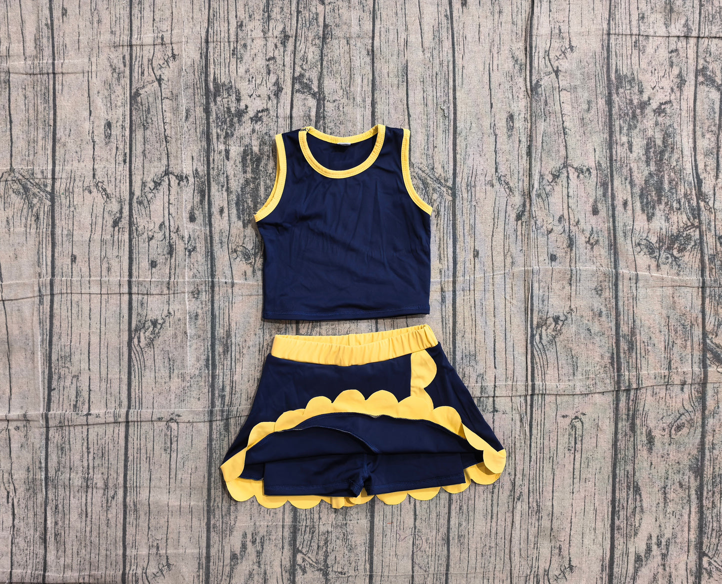Navy yoga tank top matching skorts girls summer outfit preorder