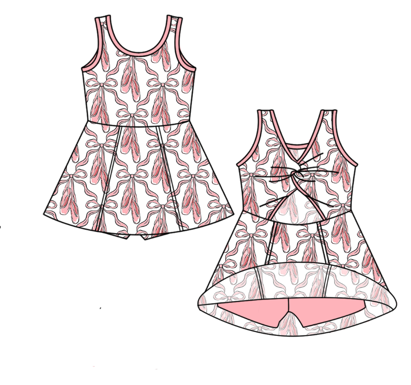 Ballet shows print girls summer yoga dress preorder