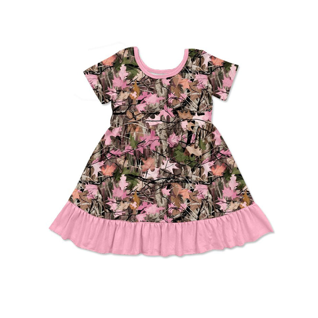 Pink leaves print toddle baby girl summer dress preorder
