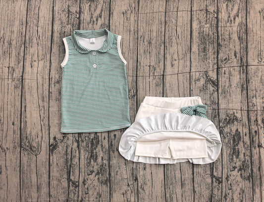 Grey green tank top matching skorts girls summer yoga outfit preorder