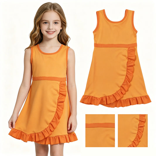 Orange color girls summer yoga dress
