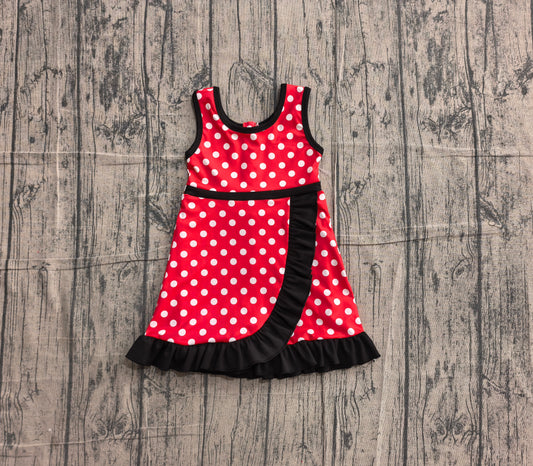 Red polka dots color girls summer yoga dress preorder