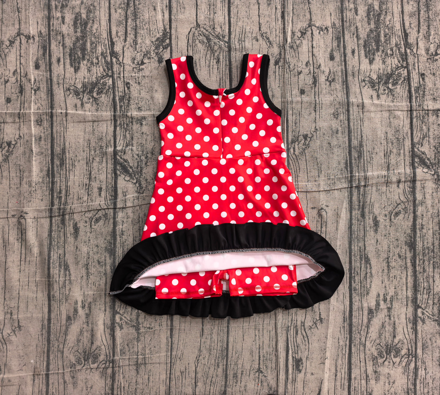 Red polka dots color girls summer yoga dress preorder