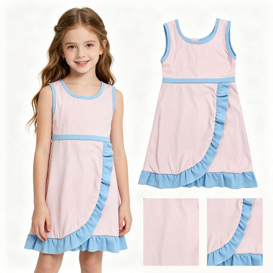 Pink blue color girls summer yoga dress