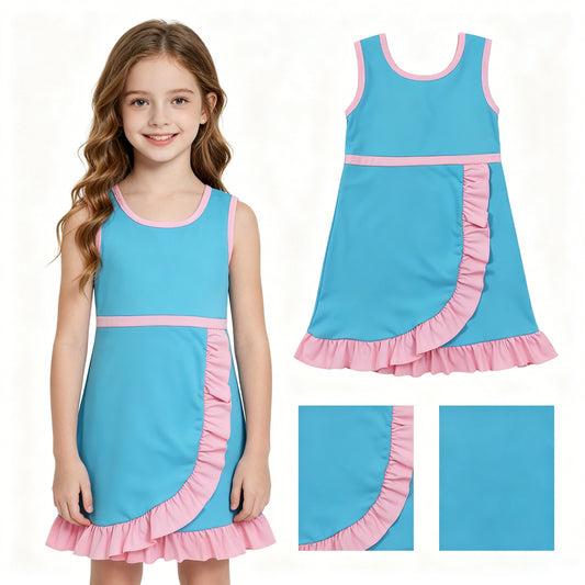 Pink turquoise color girls summer yoga dress