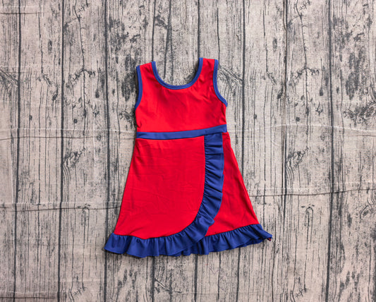 Red navy color girls summer yoga dress preorder