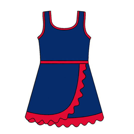 Navy red color girls summer yoga dress preorder