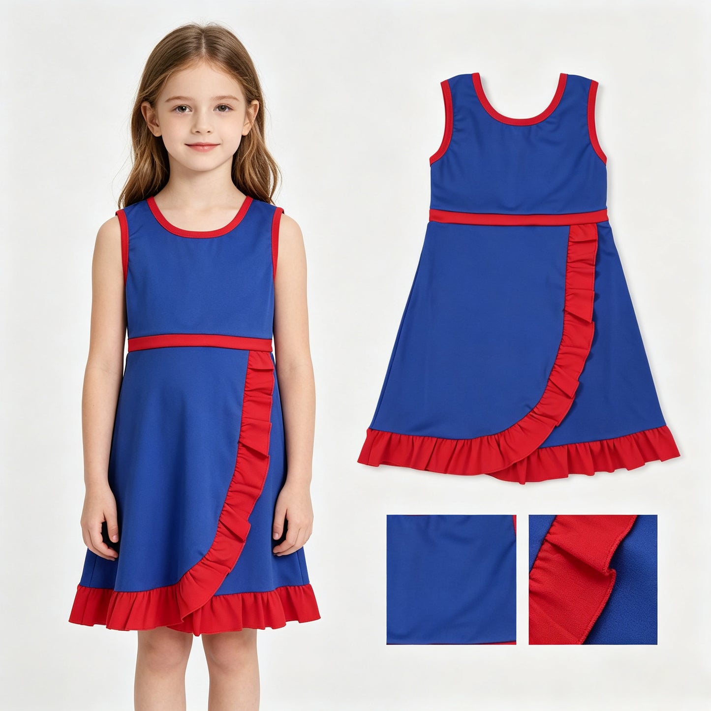 Navy red color girls summer yoga dress