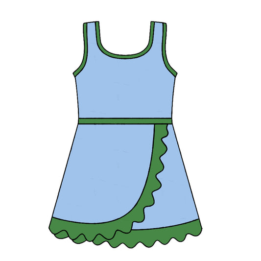Blue green color girls summer yoga dress preorder