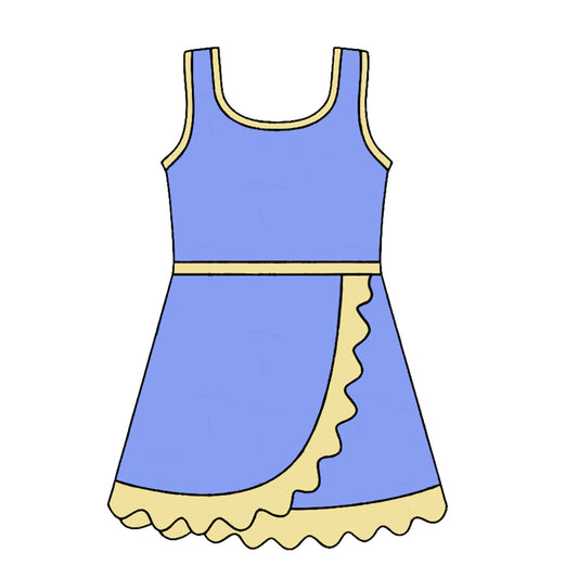 Blue yellow color girls summer yoga dress preorder
