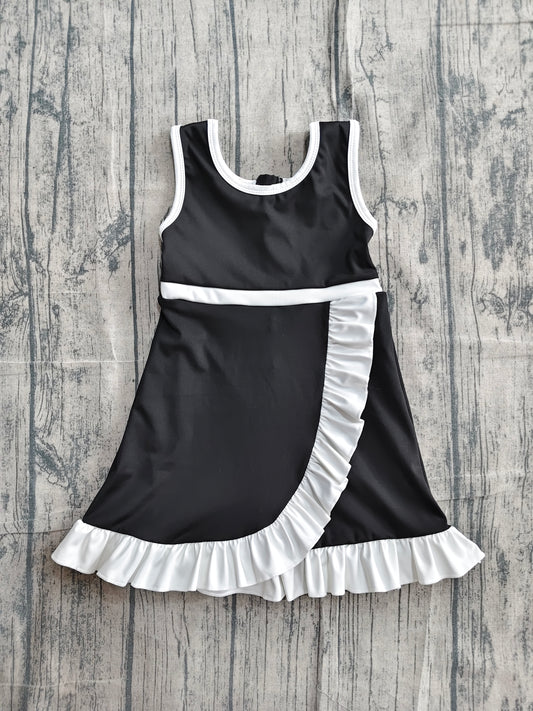 Black white color girls summer yoga dress preorder