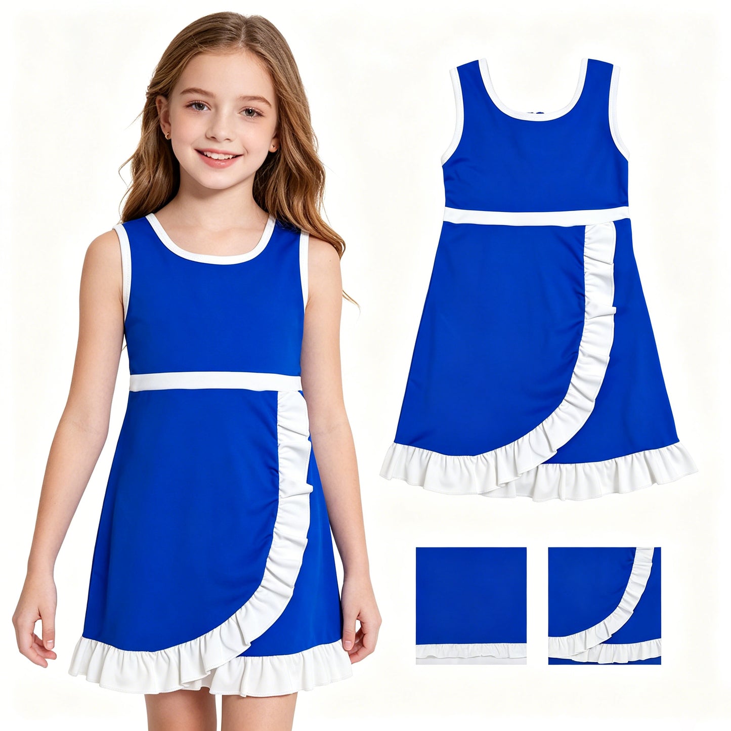 Blue white color girls summer yoga dress