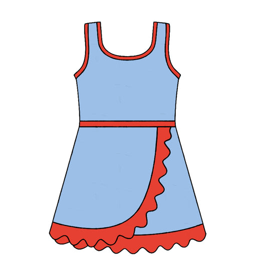 Blue red color girls summer yoga dress preorder