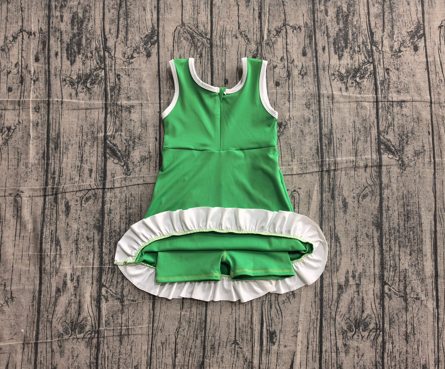 Green white color girls summer yoga dress preorder