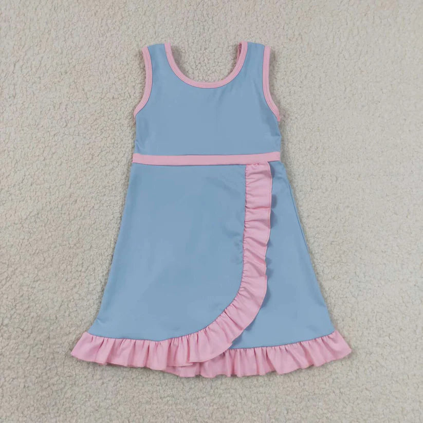 Hot pink color girls summer yoga dress
