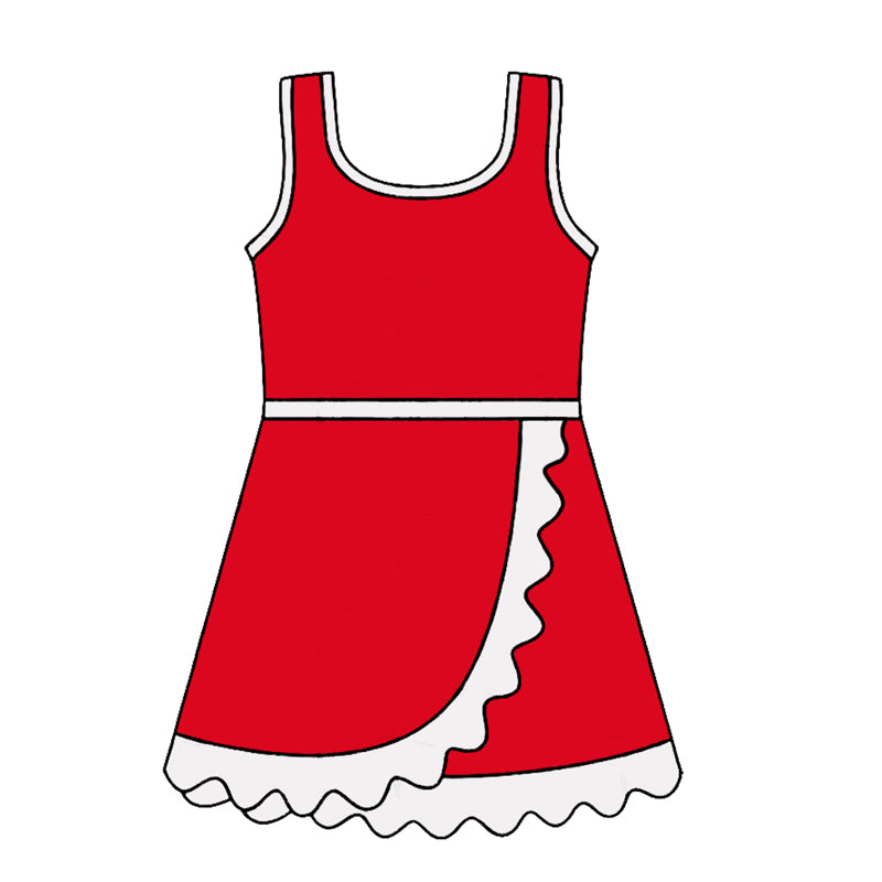 Red white color girls summer yoga dress preorder