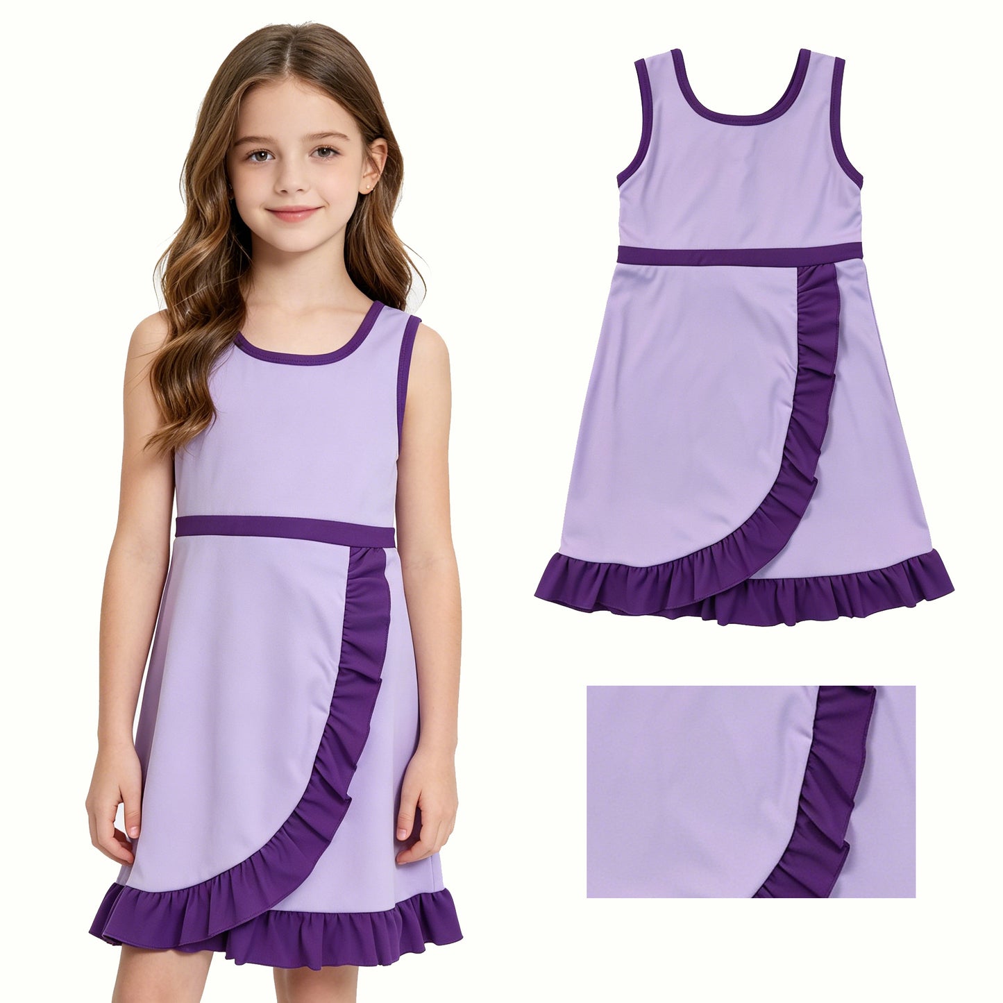 Lavender purple color girls summer yoga dress