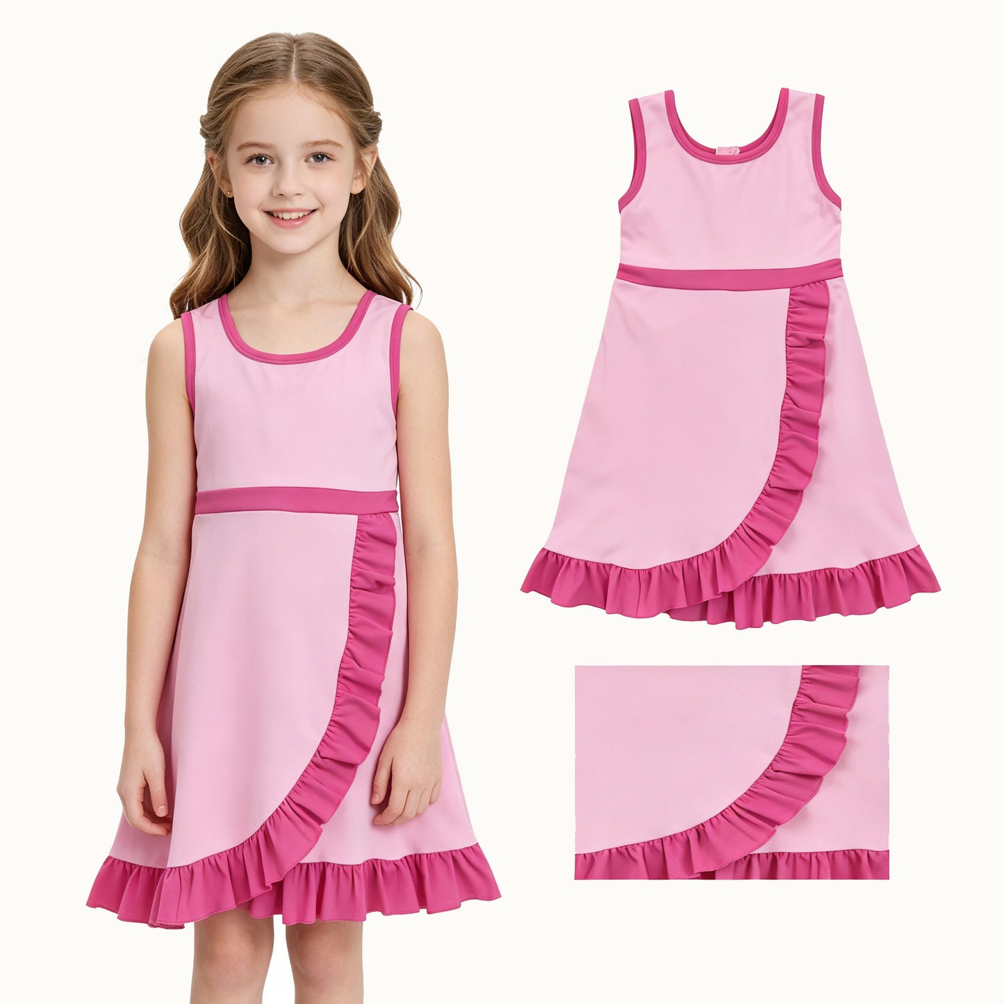 Hot pink color girls summer yoga dress