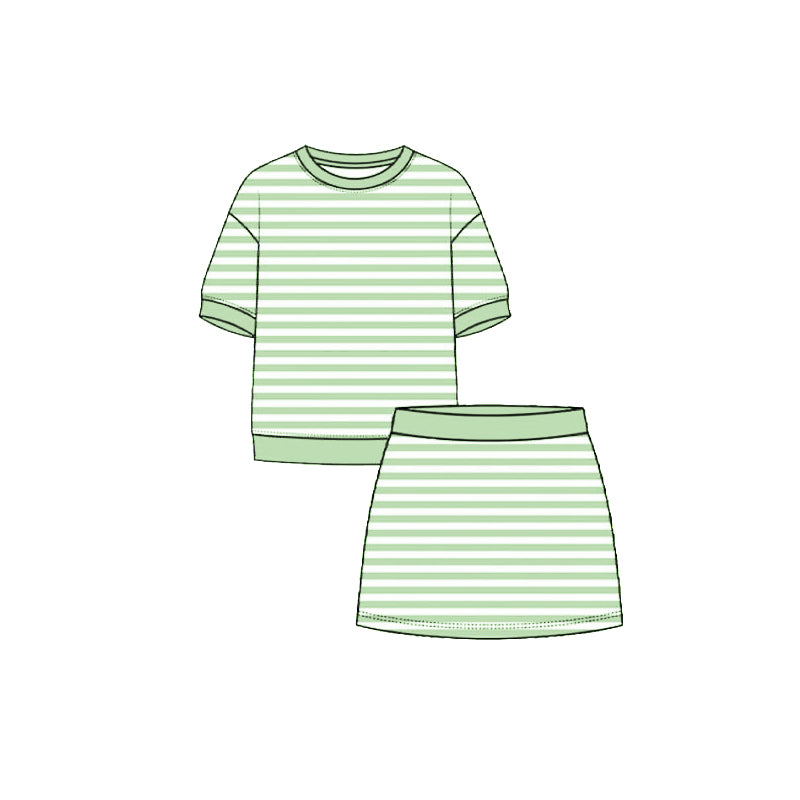 Green top matching skorts girls summer yoga outfit preorder