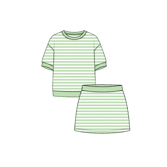 Green top matching skorts girls summer yoga outfit preorder