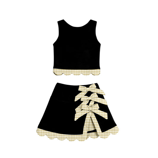 Black top matching skorts girls summer yoga outfit preorder