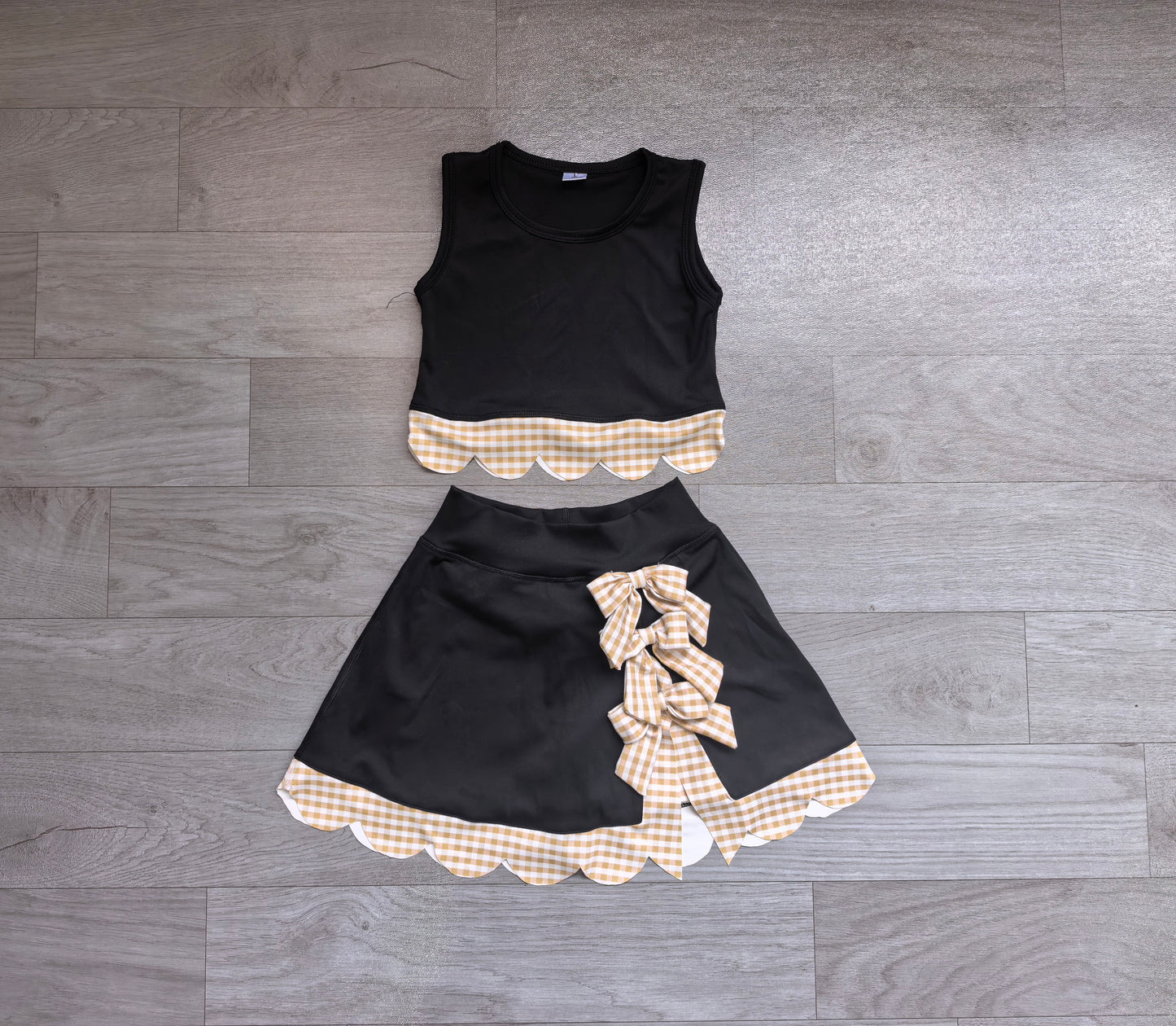 Black top matching skorts girls summer yoga outfit preorder