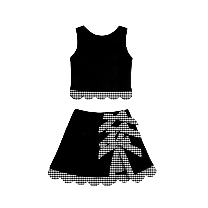 Black top matching skorts girls summer yoga outfit preorder