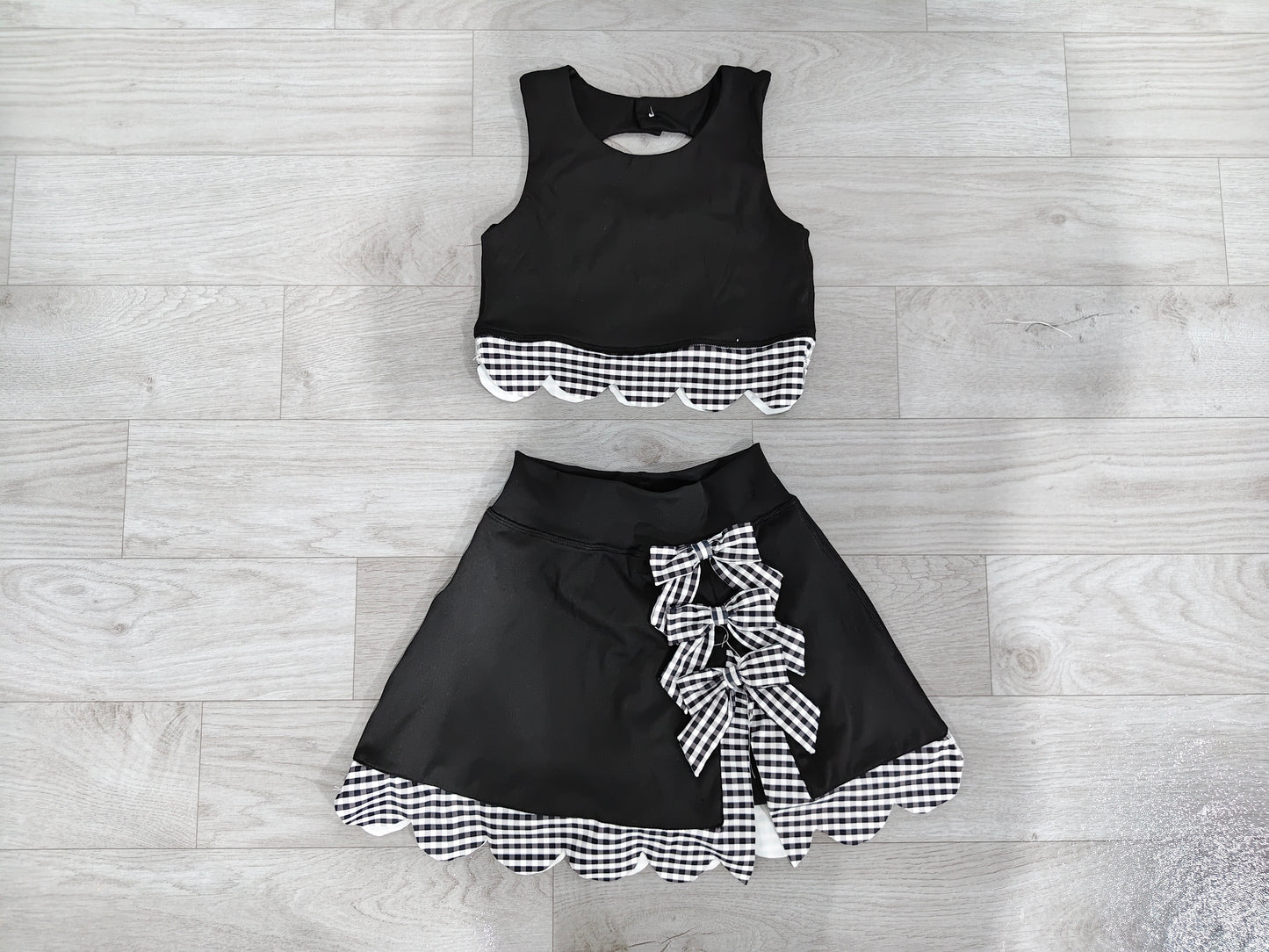 Black top matching skorts girls summer yoga outfit preorder