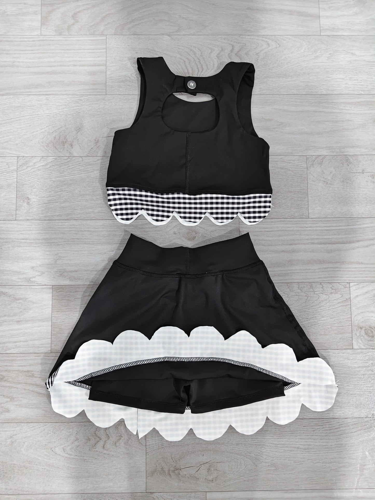Black top matching skorts girls summer yoga outfit preorder