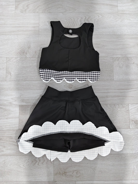 Black top matching skorts girls summer yoga outfit preorder