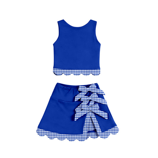Blue top matching skorts girls summer yoga outfit preorder