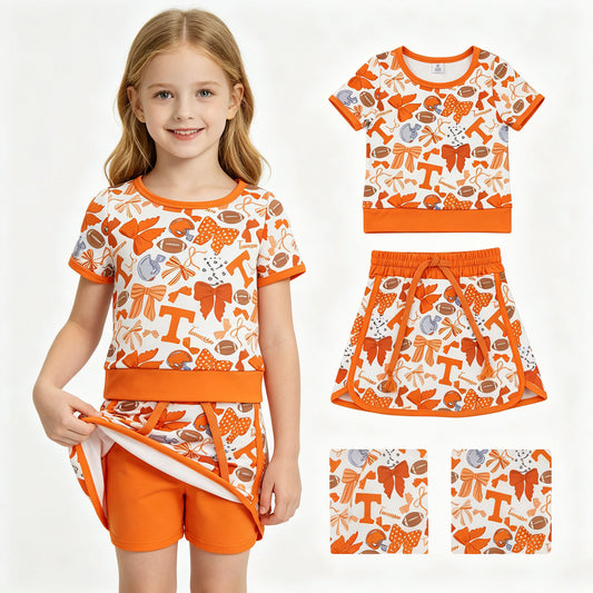 Girls football yoga top matching skorts outfit