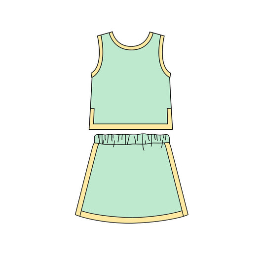 Light green top matching skorts girls summer  outfit preorder