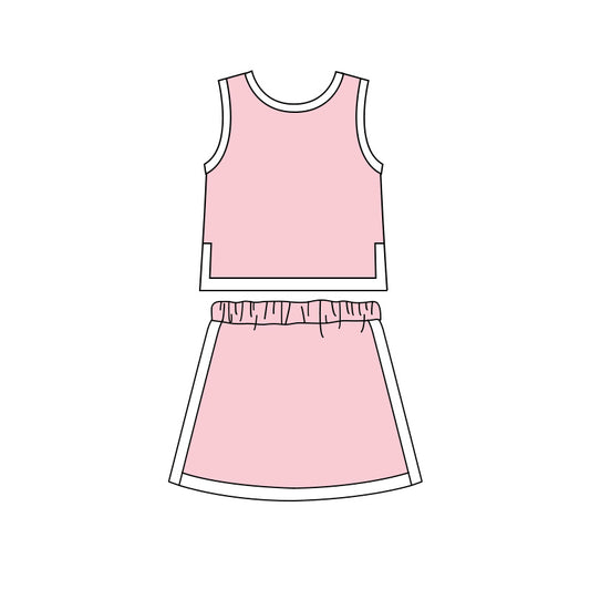 Light pink top matching skorts girls summer  outfit preorder