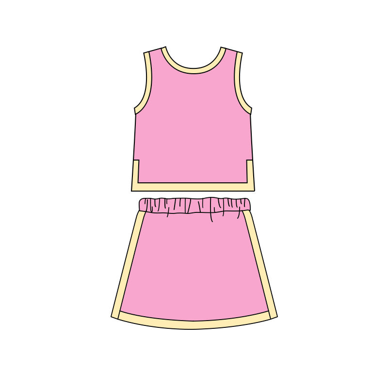 Pink top matching skorts girls summer  outfit preorder