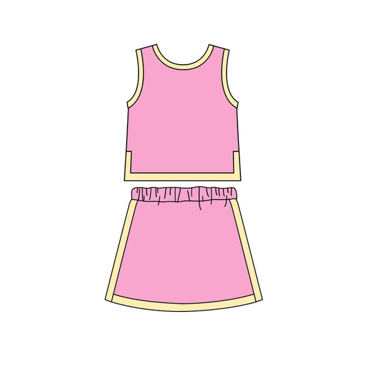 Pink top matching skorts girls summer  outfit preorder
