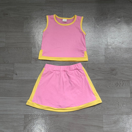 Pink top matching skorts girls summer  outfit preorder