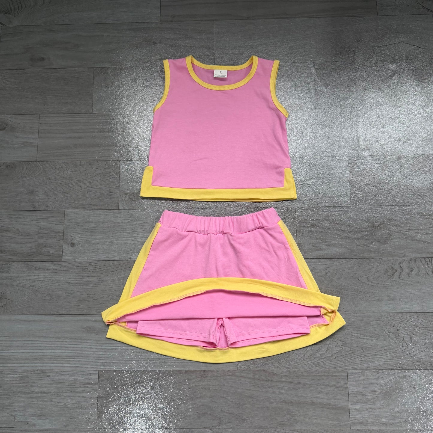 Pink top matching skorts girls summer  outfit preorder