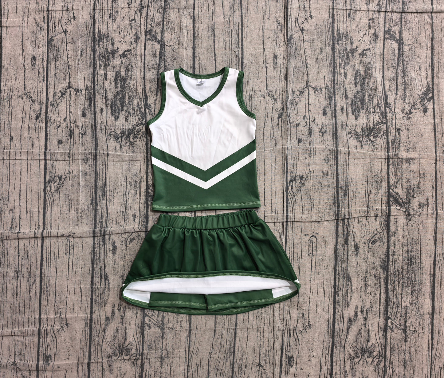 Green top matching skorts girls summer yoga outfit preorder