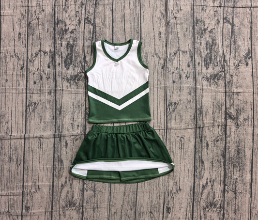Green top matching skorts girls summer yoga outfit preorder