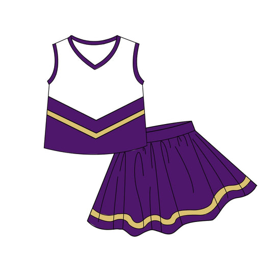 Purple gold top matching skorts girls summer yoga outfit preorder