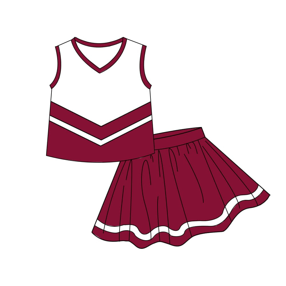 Maroon top matching skorts girls summer yoga outfit preorder