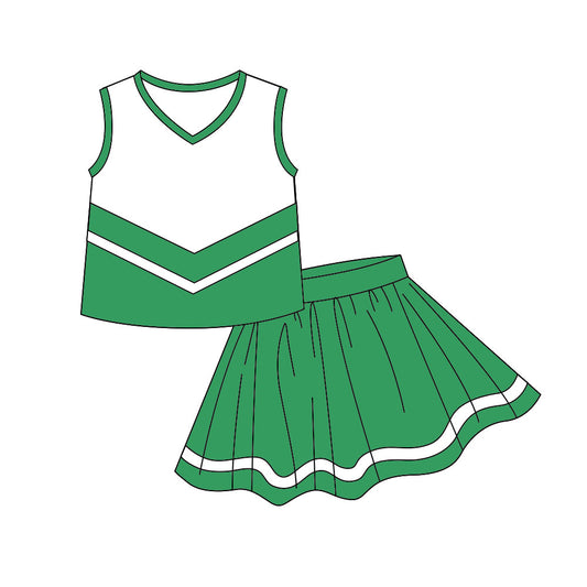 Green top matching skorts girls summer yoga outfit preorder