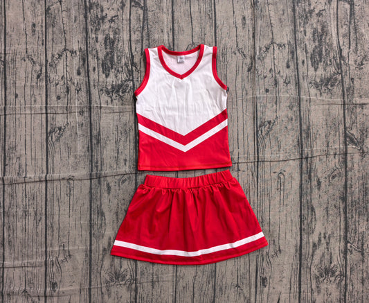 Red top matching skorts girls summer yoga outfit preorder