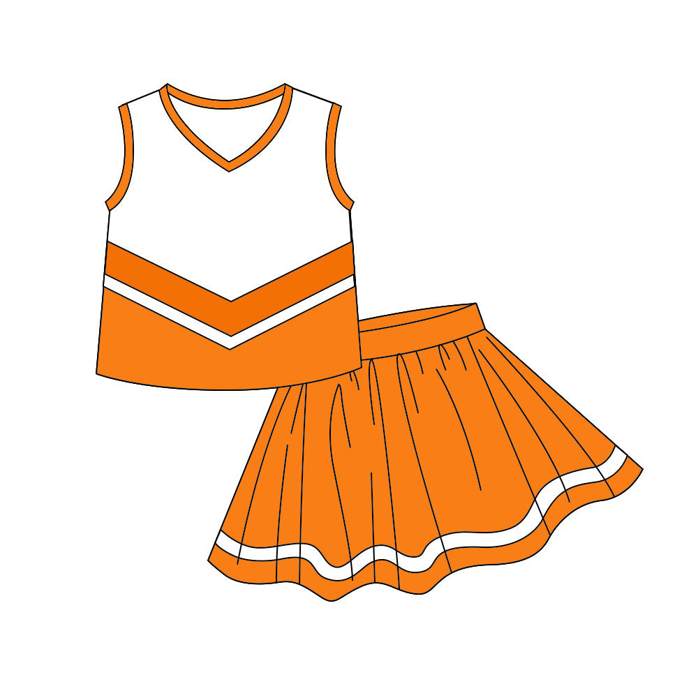 Orange top matching skorts girls summer yoga outfit preorder