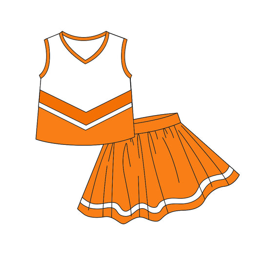 Orange top matching skorts girls summer yoga outfit preorder
