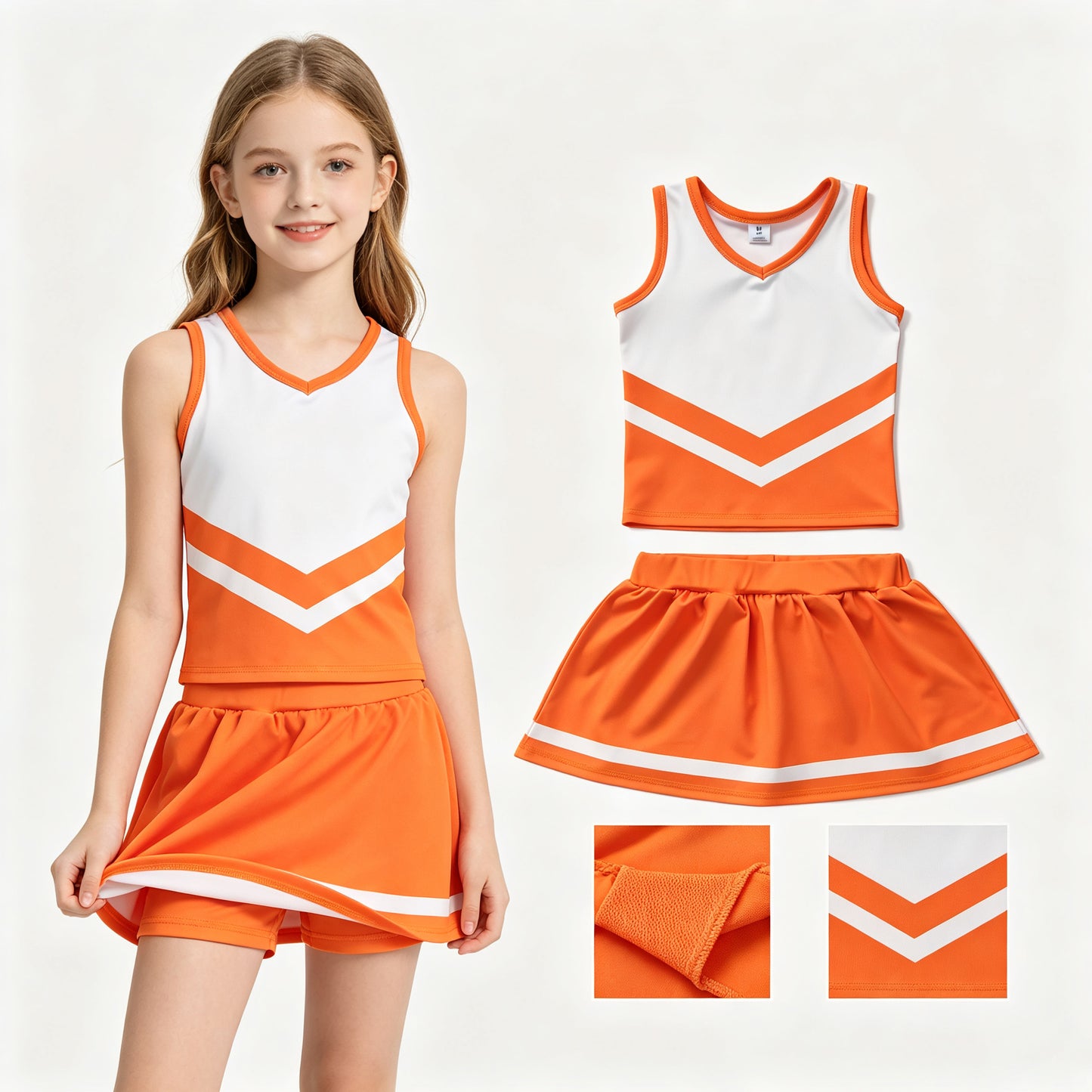 Orange top matching skorts girls summer yoga outfit