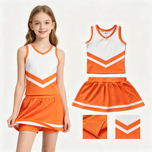Orange top matching skorts girls summer yoga outfit