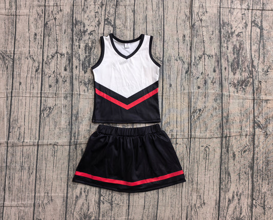 Black red top matching skorts girls summer yoga outfit preorder
